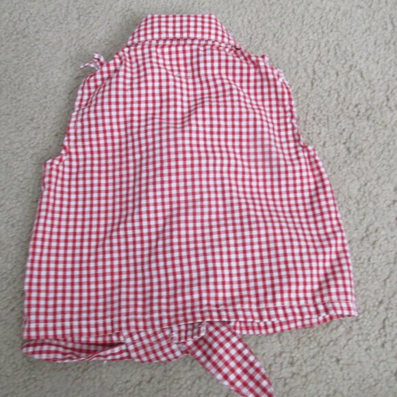 Baby Togs Kidswear Button Front Sleeveless Shirt Girl 12M Red White Check Collar - Picture 5 of 6
